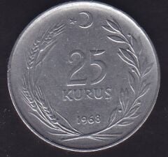 1968 Yılı 25 Kuruş Düz