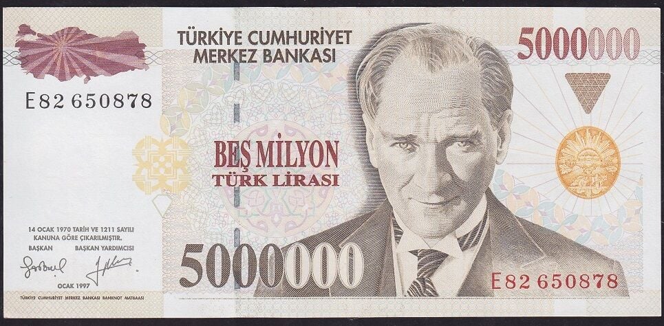 7.Emisyon 5.000.000 Lira E82 650878 Ççt Çilaltı