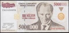 7.Emisyon 5000000 Lira E82 650878 Ççt Çilaltı