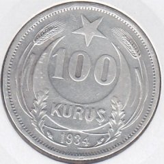 1934 YILI 100 KURUŞ GÜMÜŞ eski para mezat