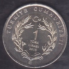 2015 Tarihli 1 Lira Anadolu Yaban Koyunu Bimetal Hatıra Parası Çilaltı Çil Hafif Kararma Var