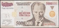 7.Emisyon 5 000 000 Lira F46 317272 Çok Temiz+