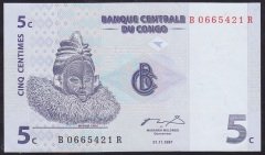 Kongo 5 Centimes 1997 Çil Pick 81