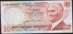 6.Emisyon 2.Tertip 20 Lira C40 400069 Çilaltı