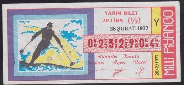 1977 28 ŞUBAT YARIM BİLET Y SERİSİ eski para