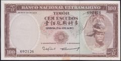 Timor 100 Escudos 1963 Çilaltı Çil Pick 28a ( Sararma var)