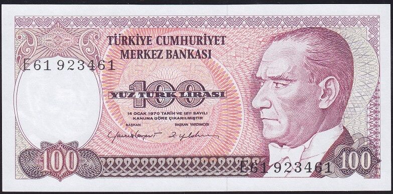 7.Emisyon 2.Tertip 100 Lira E61 9234XX Çil