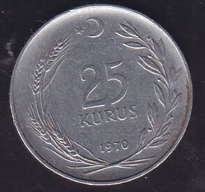 1970 Yılı 25 Kuruş Ters