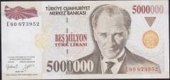 7.Emisyon 5.000.000 Lira E80 873952 Çok Çok Temiz+