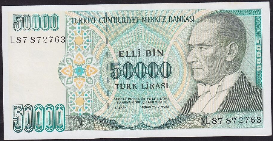 7.Emisyon 2.Tertip 50000 Lira L87 872763 Çilaltı