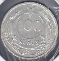 1934 YILI 100 KURUŞ GÜMÜŞ ÇİLALTI ÇİL