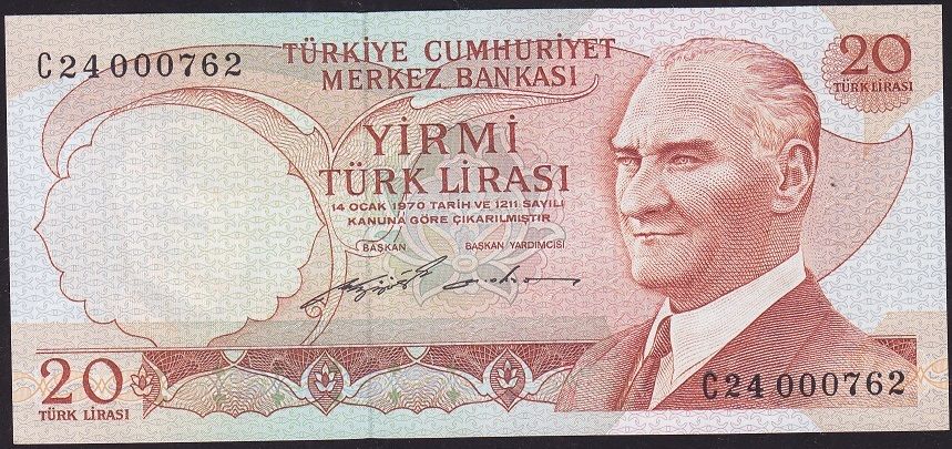 6.Emisyon 2.Tertip 20 Lira C24 000762 Çilaltı Güzel Numara