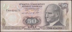 6.Emisyon 1.Tertip 50 Lira E89 424171 Çok Temiz