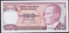 7.Emisyon 1.Tertip 100 Lira A04 278561 Çok Çok Temiz