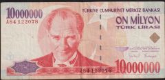 7.Emisyon 10 000 000 Lira A84 122078 Çok Temiz