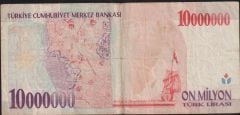 7.Emisyon 10 000 000 Lira A84 122078 Çok Temiz