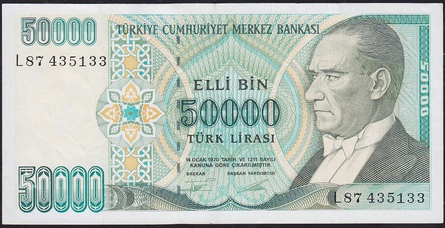 7.Emisyon 2.Tertip 50000 Lira L87 435133 Çok Temiz+