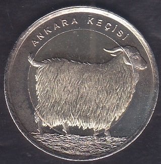 2015 Tarihli 1 Lira Ankara Keçisi Bimetal Hatıra Parası Çilaltı Çil Hafif Kararma Var