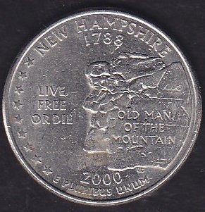 Amerika Çeyrek Dolar 2000 P Hatıra New Hamshire