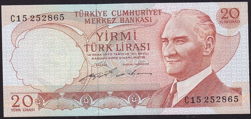 6.Emisyon 2.Tertip 20 Lira C15 252865 Çilaltı