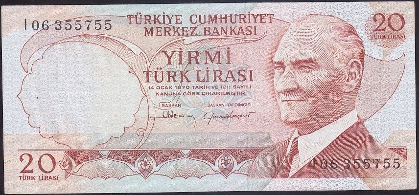 6.EMİSYON 4.TERTİP 20 LİRA I06 355755 ÇOK ÇOK TEMİZ +