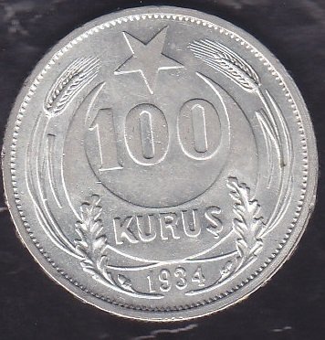 1934 YILI 100 KURUŞ ÇİLALTI ÇİL