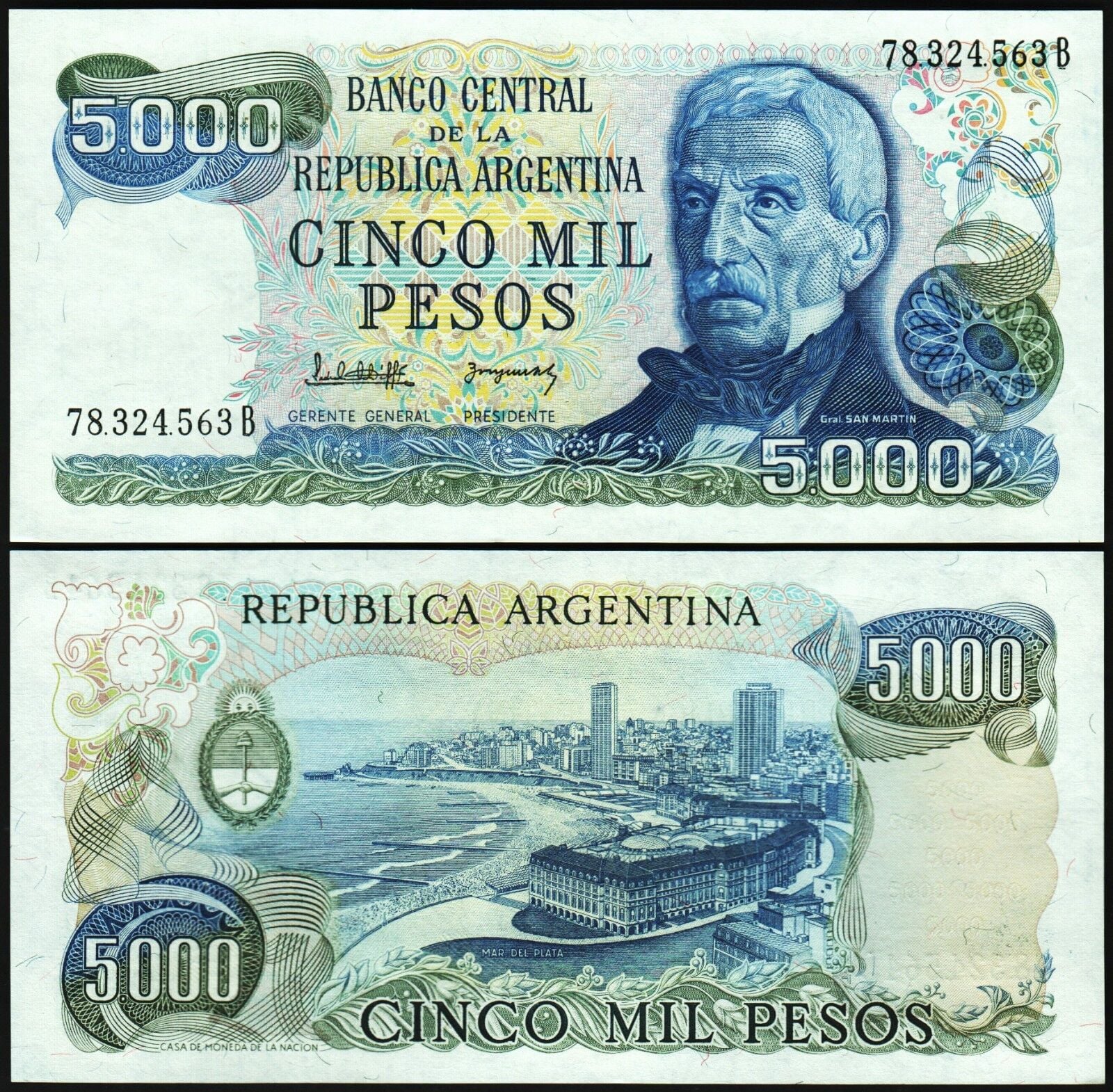 Arjantin 5000 Pesos 1977 Çilaltı Çil Pick 305b(2)