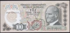 6.Emisyon 3.Tertip 100 Lira J42 756222 Çilaltı Çil