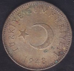 1948 Yılı 1 Lira Çilaltı Çil Gümüş