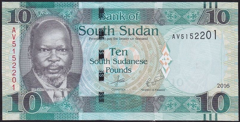 South Sudan 10 Pound 2016 Çilaltı Çil