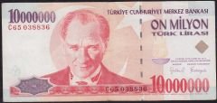 7.Emisyon 10 000 000 Lira C65 038836 Çok Temiz