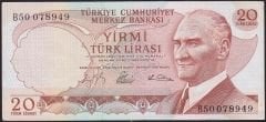 6.Emisyon 1.Tertip 20 Lira B50 078949 Çilaltı