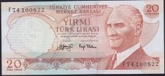 6.Emisyon 3.Tertip 20 Lira F74 100822 Çilaltı Çil