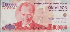 7.Emisyon 10 000 000 Lira D60 478988 Çok Temiz+