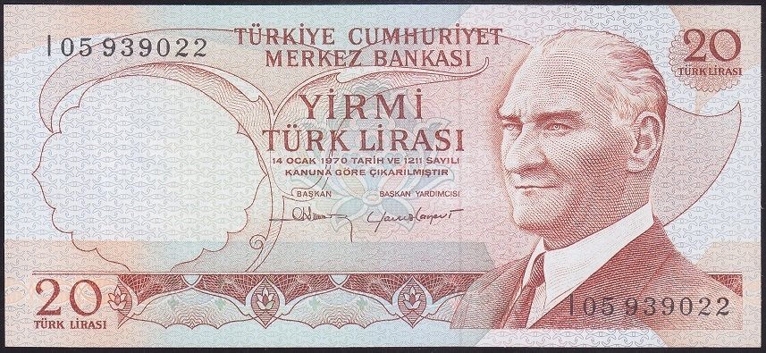 6.EMİSYON 4.TERTİP 20 LİRA I05 939022 ÇİL