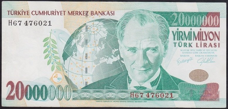 7.EMİSYON 20 000 000 LİRA H67 476021 ÇÇT+