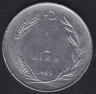 1969 Yılı 1 Lira Ters