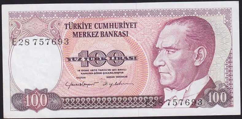 7.Emisyon 2.Tertip 100 Lira E28 757693 Çilaltı