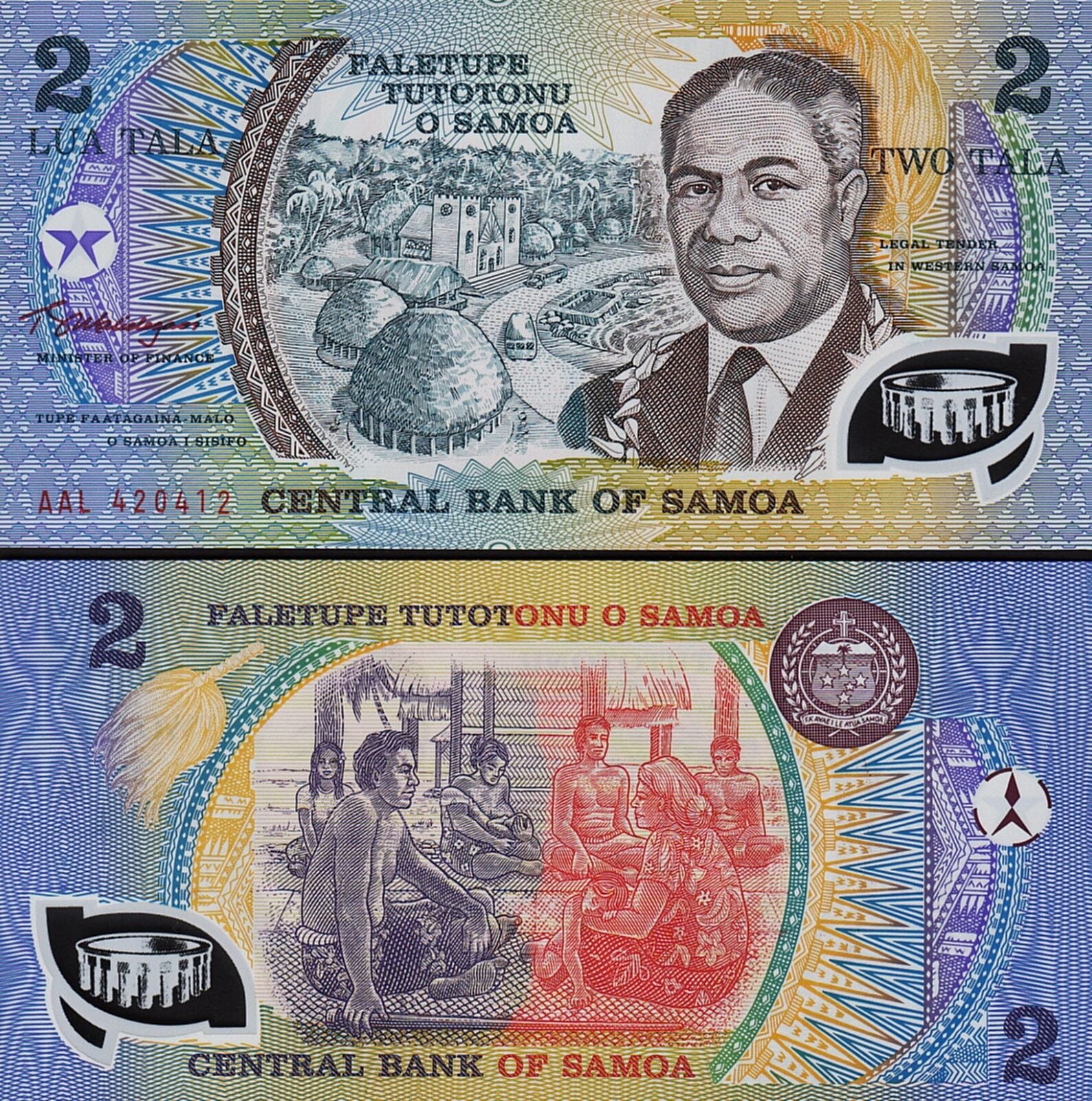 Batı Samoa 2 Tala 1990 Çil Polimer Pick 31e