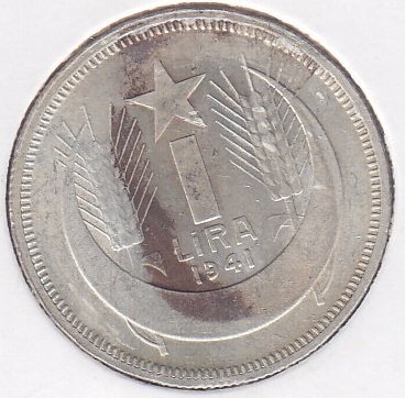1941 Yılı 1 Lira Çilaltı Çil Gümüş