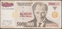 7.Emisyon 5 000 000 Lira F41 433366 Çok Temiz