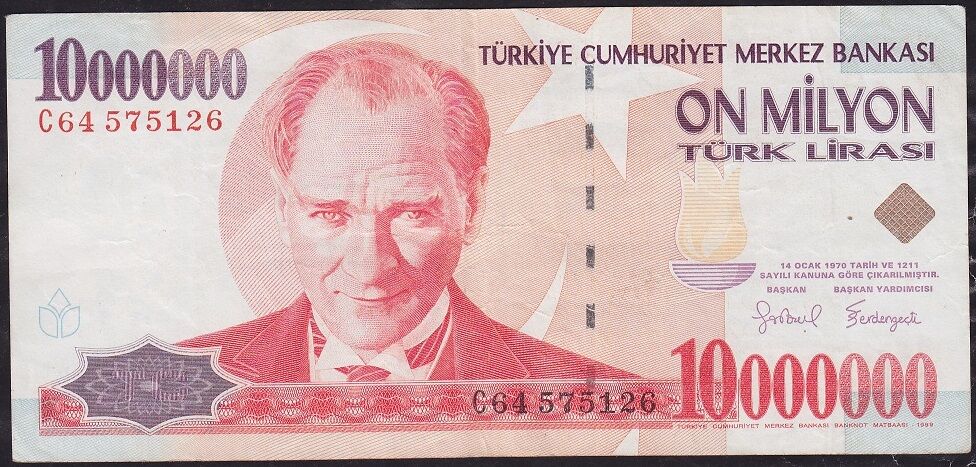 7.Emisyon 10 000 000 Lira C64 575126 Çok Temiz