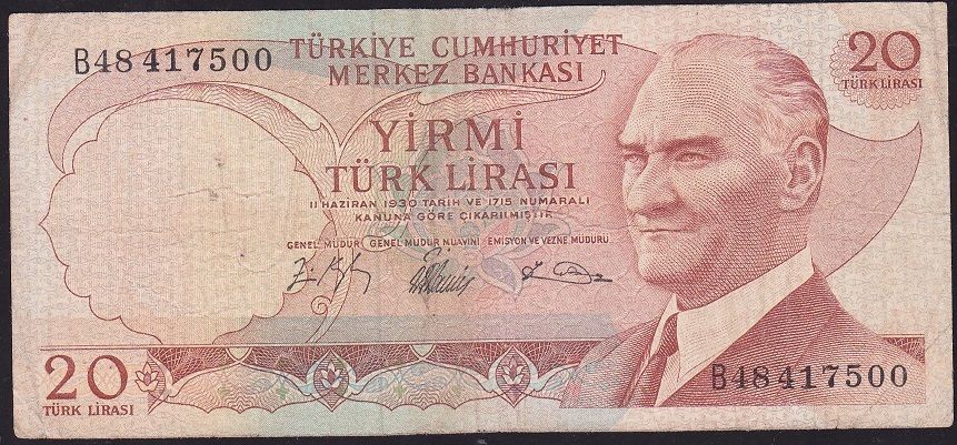 6.Emisyon 1.Tertip 20 Lira B48 417500 Çok Temiz