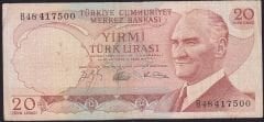 6.Emisyon 1.Tertip 20 Lira B48 417500 Çok Temiz