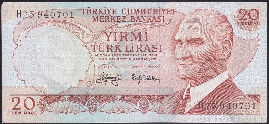 6.EMİSYON 3.TERTİP 20 LİRA H25 940701 ÇİLALTI ÇİL