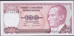 7.Emisyon 1.Tertip 100 Lira A01 560333 Çilaltı Çil