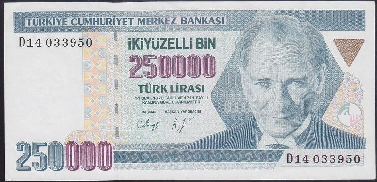 7.EMİSYON 1.TERTİP 250000 LİRA D14 033950 ÇİLALTI
