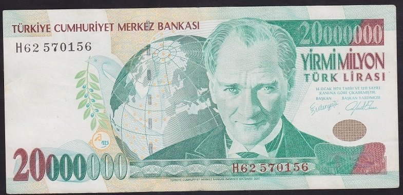 7.EMİSYON 20 000 000 LİRA H62 570156 ÇÇT+