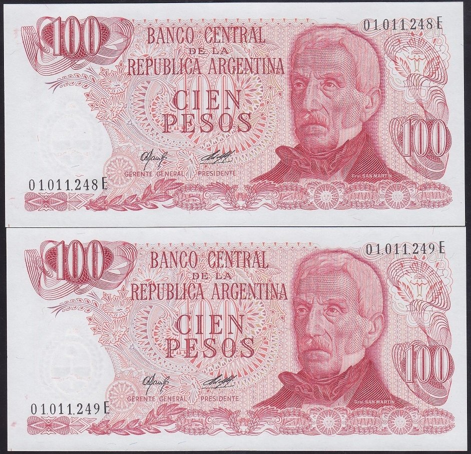ARJANTİN 100 PESOS 1976 ÇİLALTI (2 ADET SERİ TAKİPLİ)