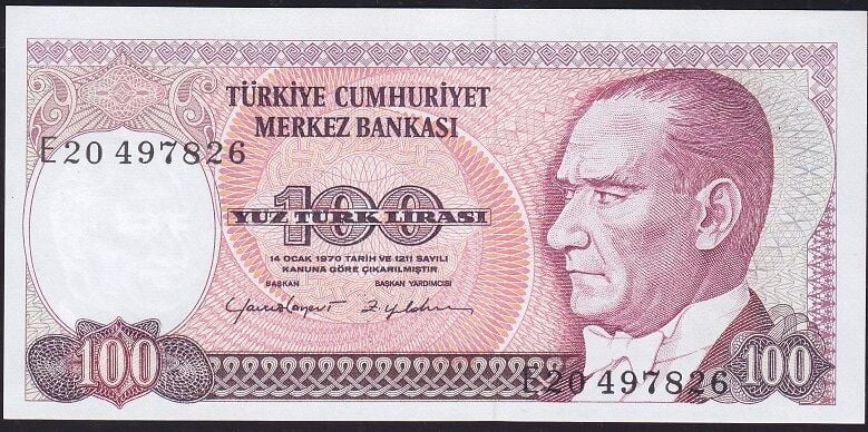7.Emisyon 2.Tertip 100 Lira E20 497826 Çilaltı Çil